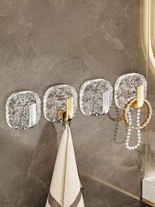 4pcs Transparent Glacier Hooks, Lightweight And Luxurious, High-End, Suitable For Various Scenes: Kitchen, Wardrobe, Wall, Door, Bathroom. Can Be Used To Hang Towels, Coats, Hats, Scarves, Spatulas, Etc., Allowing You To Easily Enjoy The Pleasure Of Organization. Also An Ideal Choice For Gifts To Family, Female Friends, Halloween, Travel, And Christmas.