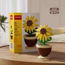 迷你花盆積木套裝 – 花卉花瓶組裝玩具，含玫瑰、向日葵、多肉植物和鈴蘭，ABS微積木植物主題桌面裝飾，情人節、母親節、生日和聖誕禮物 - 彩色 - 查看 11
