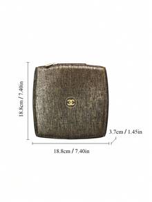 CHANEL 帆布化妆包，黑金刺绣，珠宝收纳，化妆品整理盒，旅行包，刺绣收纳盒，帆布，黑金，化妆品整理盒，珠宝盒，便携包 - 黑金色 - 查看 8