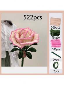 400/525pcs Floral Craft Supplies, Bulk Chenille Stems, Craft Set For DIY Flower Bouquet Packaging Party Decoration (Pink)