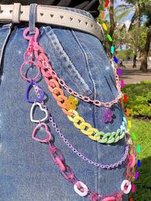 1 件装多功能嘻哈裤链，ins 网红彩虹树脂裤链，朋克风可拆卸链