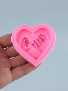 1pc Valentine's Day Hook Heart Shaped Silicone Candle Mold, DIY Home Fragrance Stone Plaster Heart Candle Mold For Handmade Candle Making - Pink - View 6