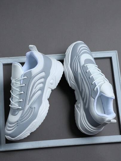 男士运动鞋休闲鞋，系带软底平底舒适学院风运动鞋，轻便低帮日常鞋