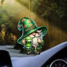 St. Patrick's Day Leprechaun dekorative Hängeornamente - Glitzer Kleeblätter und grünes Bier, Heim-Party Hängedekoration, Glücklicher Leprechaun St. Patrick's Day Hängedekoration, Feiertagsparty Gastgeschenke für Freunde, vielseitige Tasche/Handy/Auto Hängeaccessoires - Verschiedenfarbig - Übersicht 3