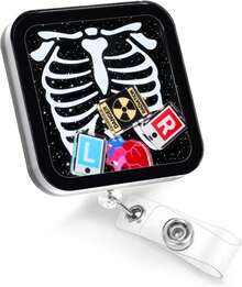 Plifal XRAY Badge Reel Holder Clip - Radiologist Retractable ID Name Card Badge Reel With Charm Alligator Clip, Nurse Nursing Office Medical Worker Student Shaker Accessories Gifts - ColorEE - 查看 1