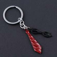 1件 2026新款领带眼镜钥匙扣吊坠，创意金属钥匙扣，汽车/包包挂饰，生日/情人节礼物，收藏品，爱好者 - 彩色 - 查看 5