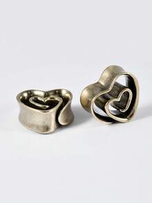 PAIR Heart Shape Spiral Ear Gauges Heart Tunnels Plugs Ear Tunnels Ear Stretchers Stainless Steel Piercings 8mm-25mm