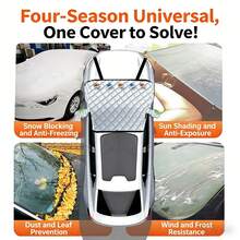 1pc Car Snow Cover, Sun/Snow/Dust Protection, Half-Body Cover, Thickened & Extended Windshield Cover, EV Winter Sun/Snow Cover With Frost Guard, Hanging Rope And Storage Bag - A - View 6