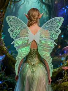 1pc Extra Large Gold Foil Butterfly Wings, Ideal For Halloween, Elf Ears Party, Fairy Costume, Carnival, Birthday Gift - Multicolor - View 6