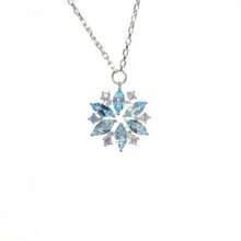 New Sparkling Diamond Sky Blue Glass Snowflake Necklace For Women, Light Luxury, Niche Design, Full Diamond Necklace, Christmas And Birthday Gift - 1 - 查看 5