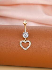5pcs/Set Gold-Plated Curved Barbell, Belly Button Rings Set, Surgical Stainless Steel Inlaid Glitter Zirconia Heart, Flower, Butterfly Piercing Jewelry For Women, Daily Wear & Holiday Gift - Vàng vàng - Xem 3