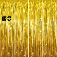 4pcs/Set Metallic Foil Curtain Backdrop, Silver Metallic Tinsel Fringe Curtain, Suitable For Birthday, Wedding, Engagement, Nursery Decor, Baby Shower, Bachelorette Party, Christmas, Holiday Celebration, Mother's Day, Graduation Decor - Gold - View 7