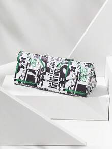 1pc Foldable Case, Casual Polyester Eyeglasses Box, Unisex Portable Design - Multicolor - View 3