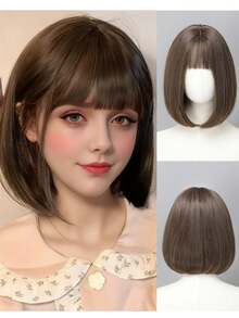 12 Inch Orange Short Bob Wig - Suitable For Beginners, Heat Resistant Synthetic Hair, With Bangs, Suitable For Daily Wear And Cosplay - Multicolor - View 13
