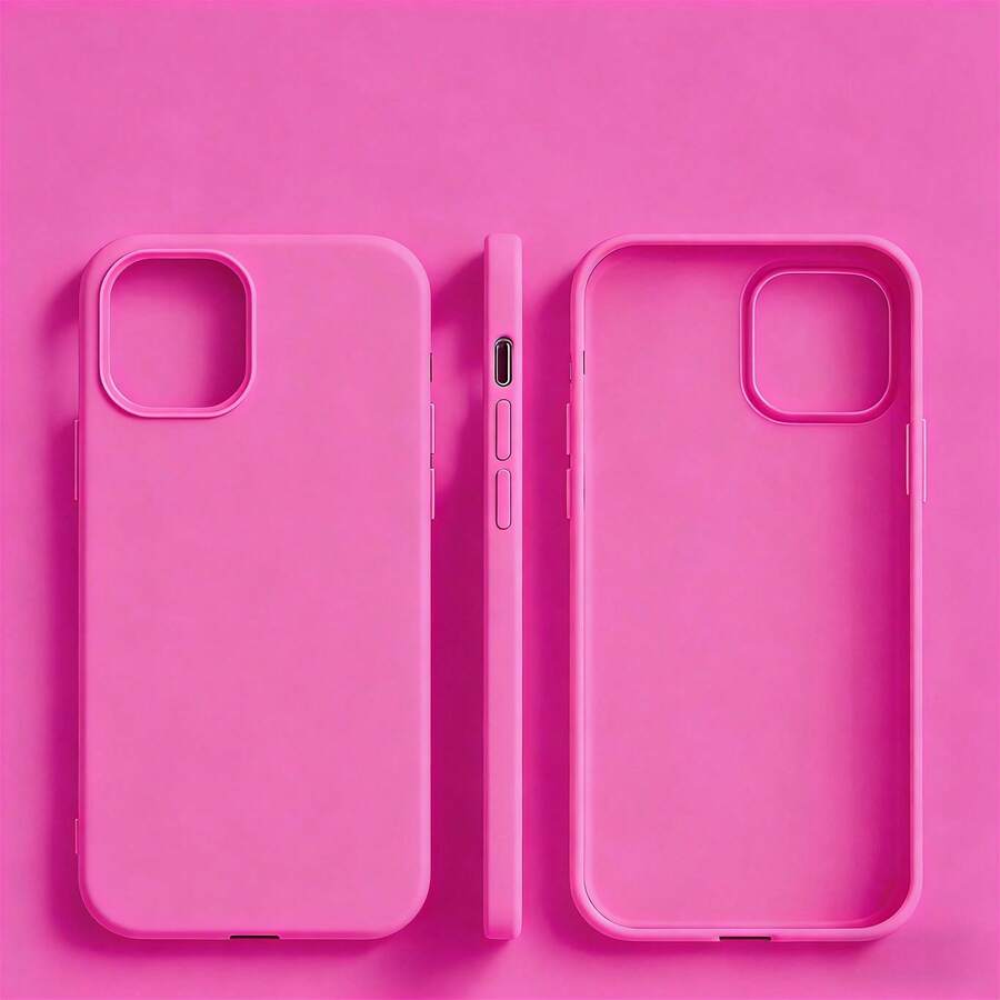 Perfect Rose Red Liquid Silicone Phone Case - Anti-Yellowing Soft Protective Cover, Suitable For IPhone - Hot Pink - View 1
