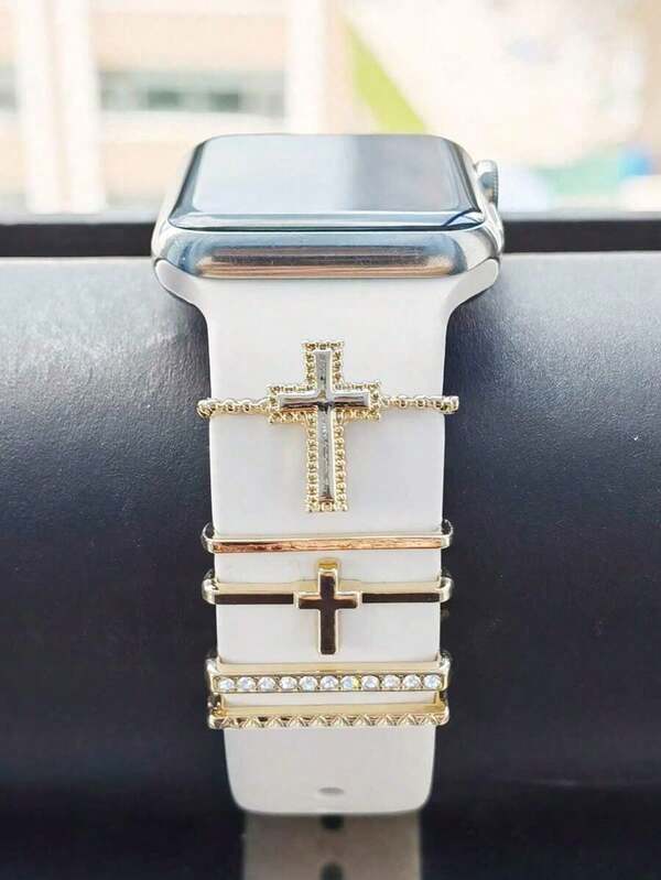 5 Packs Decorative Rings Loops Compatible With Watch Silicone Band Charms 49mm 45mm 38mm 40mm 41mm 42mm 44mm,Fashion Metal Charms Compatible With Ultra Series 9 8 6 5 SE 4 3 2 1,Strap Accessories