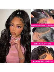 34 Inch Lace Front Wigs Human Hair Pre Plucked Body Wave Glueless Wigs Human Hair For Black Women Body Wave Lace Front Wigs 13x4 Human Hair Lace Front Wigs 200% Density Highlight 13x4 Human Hair Lace Front Wigs Natural Black - SNatural - 查看 5