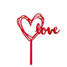 10pcs Red Heart LOVE Cake Toppers, Acrylic Heart Cake Decorations, Valentine's Day Cupcake Toppers, Cake Decorations For Birthday, Wedding, Suitable For Valentine's Day, Birthday, Mother's Day, Anniversary Party Cake Decor, Valentine's Day Party Decorations - Red - View 8