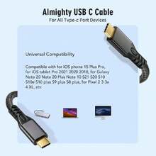 Cable de Extensión USB Tipo C, Carga Extensora Tipo C de Transferencia Rápida de 20Gbps 240W, Cable Extensor USB C 3,2 Macho a Hembra para Tableta de Teléfono (2 m/6,6 pies),37498679 - Dorado - Ver 2