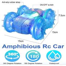 Coche Control Remoto, Coche Teledirigido Anfibio con Luces, Amphibious RC Car, Sensor de Gestuo 2,4 GHz Impermeables, 4WD 360 ° Roating All Terrain Stunt Juguete para niños de 6-12 años (Azul),37368129 - Lila Púrpura - Ver 2