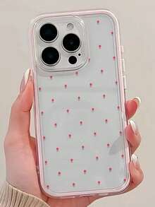 1pc Fashionable Red Polka Dot Pattern 2-In-1 Bumper Transparent Full Body Shockproof TPU Phone Case Compatible With Apple 11 12 13 14 15 16 17 Pro Max - Multicolor - View 3