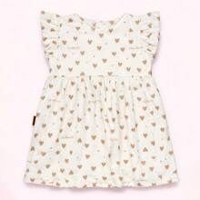 Vestido para Bebê de Verão Estampado Confortável e Leve - Damasco - Visão 5
