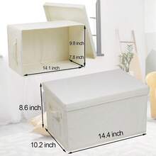 3 Pcs Closet Sge Bins With Lids Labels Handles 15 22 Quart Collapsible Fabric Stackable Sge Bin Cube Organizer Lidded Organizing Boxes Sge Containers - 米色 - 查看 2