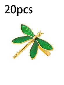 6/12pcs Simple Napkin Rings - Modern Gold Napkin Rings, Green Dragonfly Napkin Holders, Suitable For Restaurant And Home, Daily And Holiday, Easter - Green - View 6