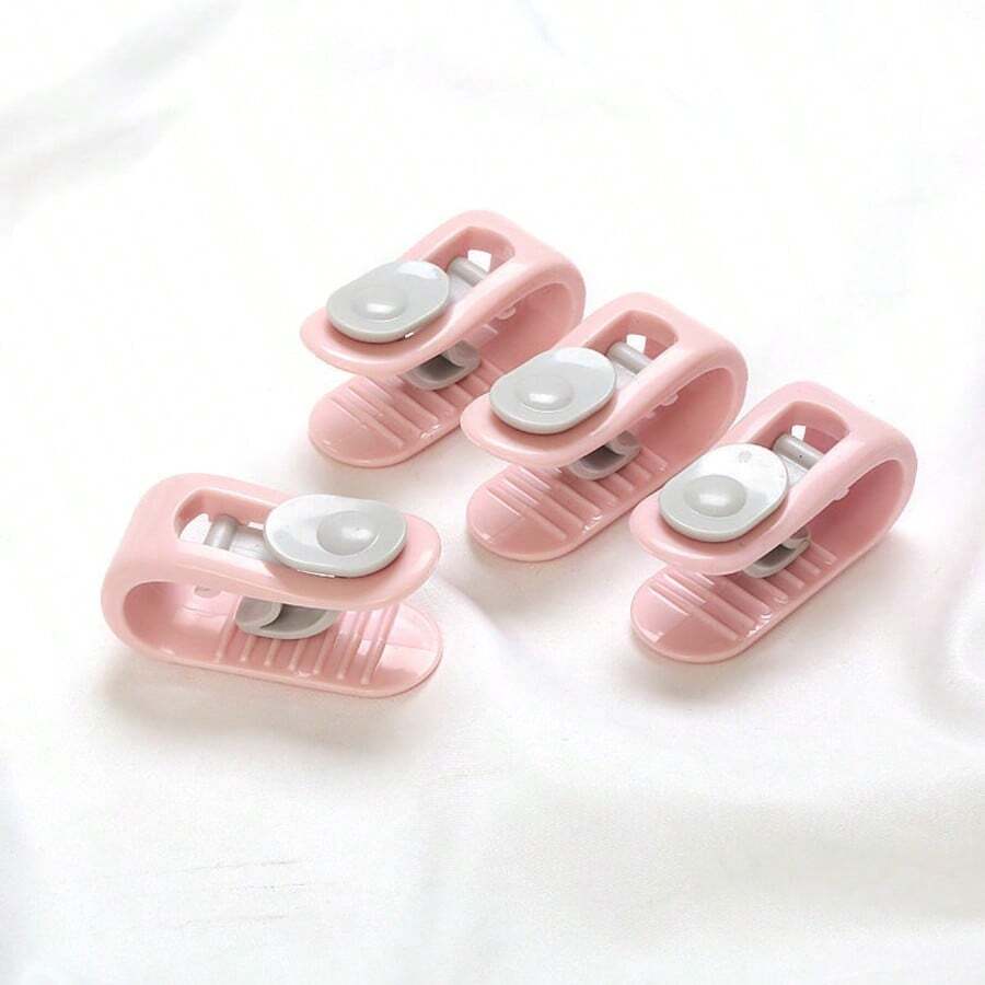 Needle-Free Bed Sheet And Duvet Cover Fasteners, Home Quilt Fasteners, Thumb Clasps, Needle-Free Corner Clips, Needle-Free Anti-Slip Sheet And Duvet Fasteners, Sock Clips, Four-Corner Sheet And Duvet Clips, Sheet Fasteners,Pack Of 4 - 粉色 - 查看 1