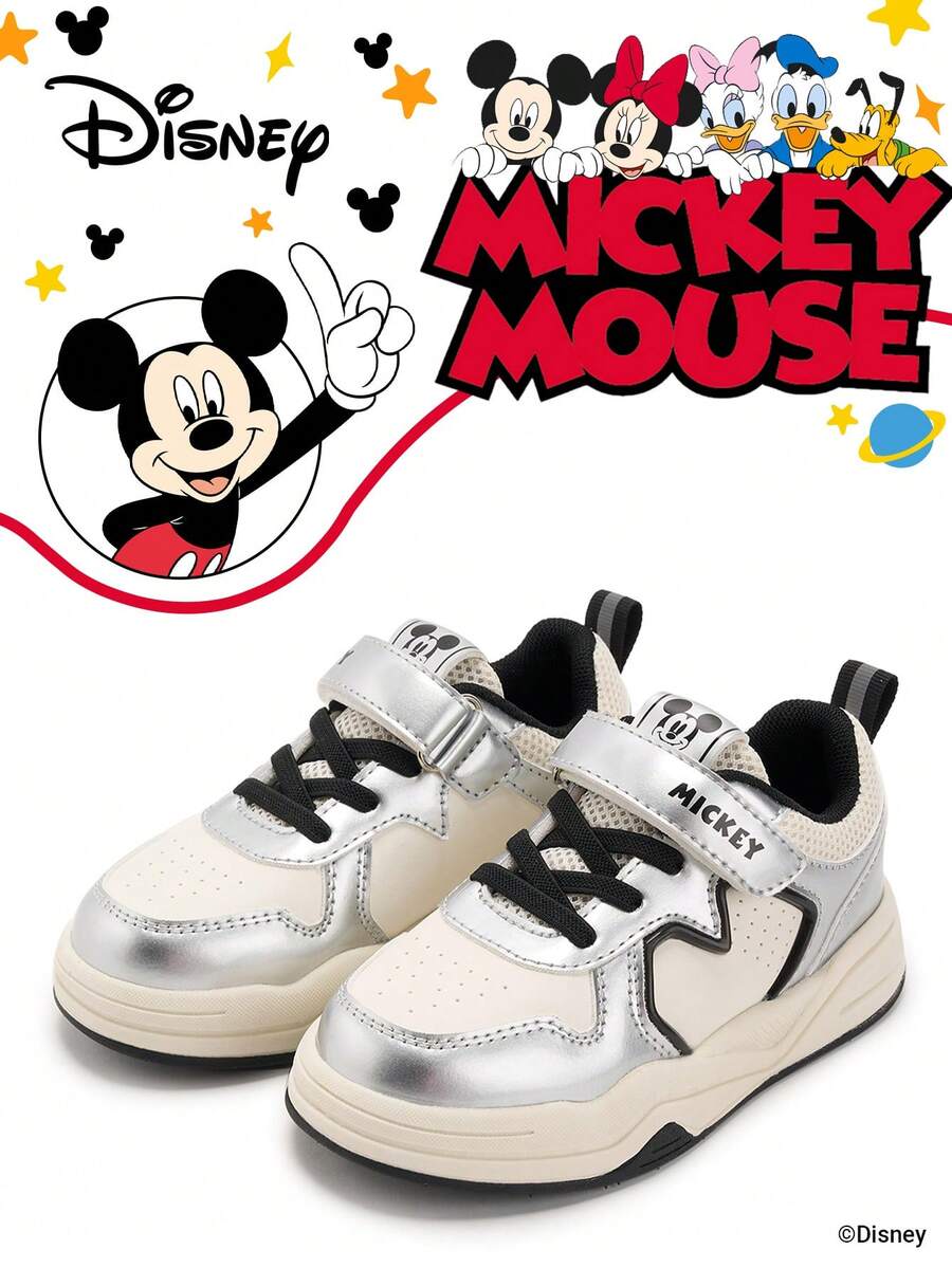 Disney 1 đôi giày thể thao trẻ em phiên bản hợp tác chính thức, phù hợp cho sinh hoạt hàng ngày, kỳ nghỉ, thể thao và các hoạt động ngoài trời. Thoải mái, ôm sát chân, chống trơn trượt, thoáng khí. (Giày thể thao bé trai, giày sneaker bé trai, giày thể thao trẻ em, giày thể thao bé gái, giày sneaker bé gái) - Bạc - Xem 1