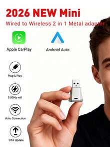 XUDA 2026 New Compact & Elegant Smart Box, 2-In-1 Wireless CarPlay & Android Auto Mini Adapter, New CarPlay Converter, Fast Auto Connection, No Delay, Car Accessories, Wired To Wireless, Compatible With IPhone & Android, With USB/USB-C Port - B - View 12