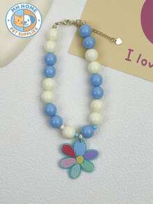 1 Piece Cute Sweet Rainbow Mixed Color Pet Necklace Cat Dog Collar Flower Handmade Beaded Cat Necklace High Elasticity Dog Necklace Flower Pendant Cat Dog Decoration Cat And Dog Jewelry, Pet Clothing Decoration Dogs Kitten Collar Pet Collar Kitty Collar Cartoon Cat Collar Pet Gifts Photo Shoot Prop Cute Pet Necklace Dog Necklace Puppy Necklace Doggy Necklace - Multicolor - View 14