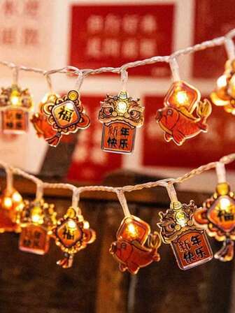 1pc 2/3M 10/20 LED Happy New Year Blessing Room Decor, New Year Decoration