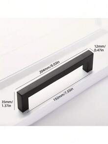 4pcs Black Square Stainless Steel Cabinet Handles, Furniture Hardware Accessories, Kitchen Cabinet/Drawer Pulls - Black - View 4