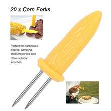 CYPNSoporte para Tenedores de maíz Pinchos para Barbacoa 20 Piezas pequeños y Dobles Tenedores de Frutas para Cocina Picnic Camping Barbacoa maíz Dulce y FrutaFashion - 219617746 - Ver 5