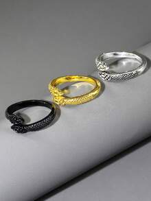 3件套朋克骷髅合金戒指，男士时尚骷髅戒指套装