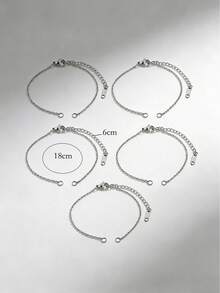 5pcs Stainless Steel Adjustable Bracelet Chain, DIY Jewelry Accessories For Bracelet Making