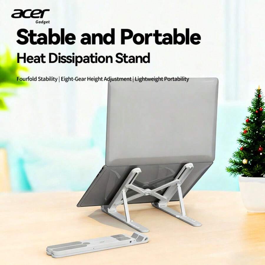 Giá đỡ laptop Acer AMS026, điều chỉnh độ cao 8 cấp, có thể gập lại, di động, thiết kế tiện dụng, tiết kiệm không gian, ổn định. - trắng - Xem 1