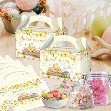 Winnie Treat Boxes Pooh Party Favor Birthday Gift Boxes Winnie Candy Boxes With Handles The Pooh Cake Cookie Boxes For Party Decor The Pooh Gift Bags For Boys Girls Birthday Baby Shower - Yellow - View 4
