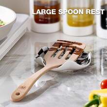 Qipecedm Ceramic Spoon Rest, 5.3in Black &Amp; White Pattern, Heat Resistant Cooking Spoon Holder For Kitchen Countertop, Stove Top, Spatula, Ladle, Coffee Spoon Rest - MàuA - Xem 2