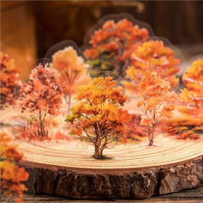 40张树木与自然系列PET贴纸套装，森林主题剪贴簿贴纸，创意艺术贴纸套装