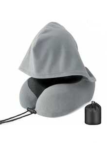 Adjustable Neck Pillow, Outdoor Travel Car Pillow, Detachable Hood U-Shaped Pillow, Adjustable Hooded U-Shaped Neck Pillow | Made Of Polyester Fiber, Handwashable, Multiple Colors Available, Suitable For Car Travel And Outdoor Use, Comfortable And Supportive For Neck - Multicolor - View 7