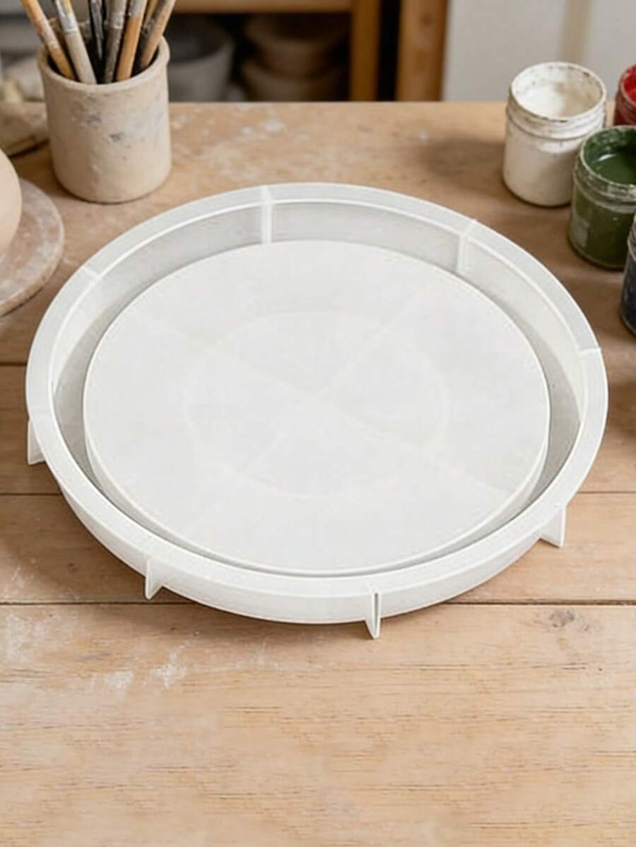 1 pieza Molde de silicona y resina redondo - 3 tamaños (grande/mediano/pequeño) Molde de cemento y concreto, adecuado para hacer bandejas de joyería, bases de macetas, manualidades DIY y decoración del hogar, herramienta de regalo hecho a mano para el Día de San Valentín - Blanco - Ver 1