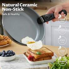 Induction Hob Pans Set Ceramic Nonstick Pots And Pans Set 10 Pieces Pan Sets With Detachable Handles Stackable Cookware Set For All Hobs - Gray Black - View 4