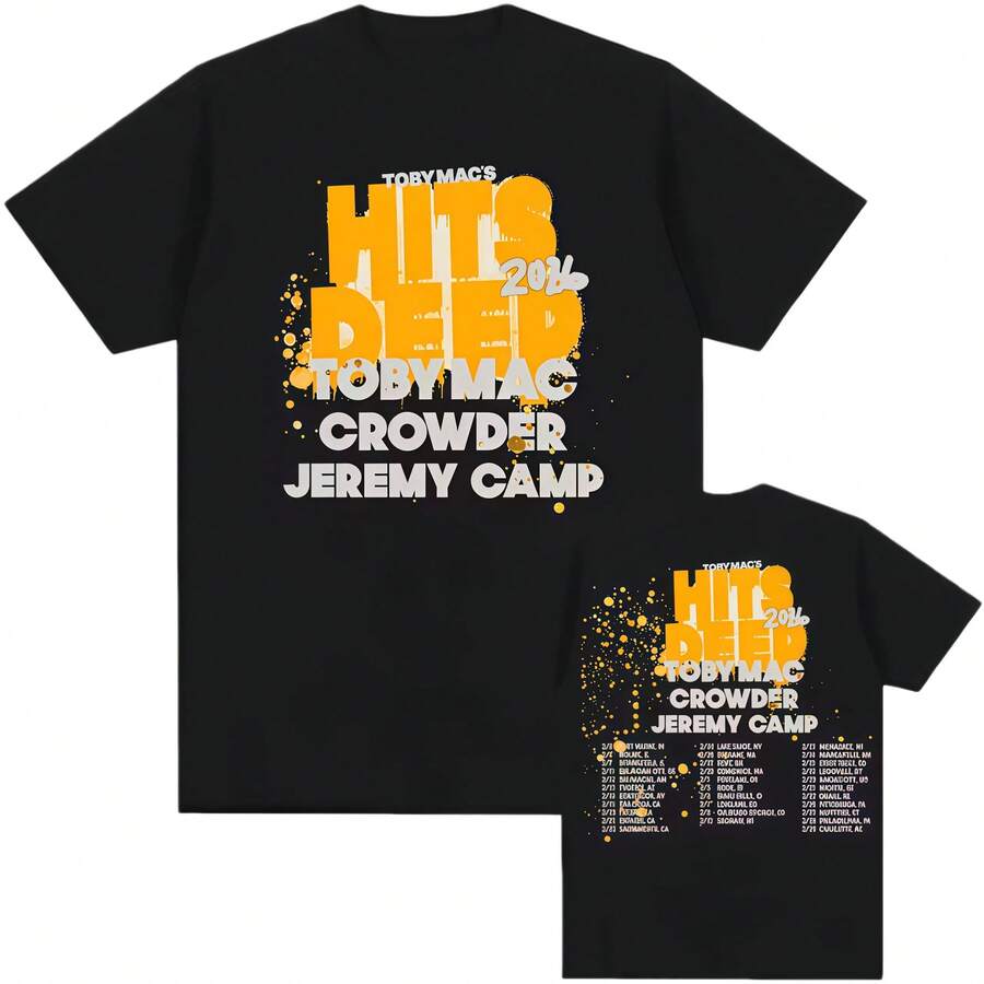 TOBYMAC CROWDER JEREMY CAMP Tour 2026 T-Shirt Cotton Short Sleeve Loose Male Tshirts Unisex Streetwear Fashion O-Neck Print Tees - Black - View 1