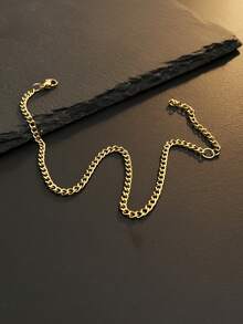 Ein Stück minimalistische goldene Edelstahl Gliederkette Armband für Männer, klassischer und vielseitiger Sportstil - Gold - Übersicht 4