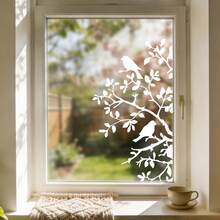1/2 piezas Calcomanía de ventana con silueta de pájaro blanco abstracto, pegatina de vinilo con patrón de rama de árbol removible, sin gel, adherencia estática, adecuada para decoración de puertas de vidrio del hogar - Multicolor - Ver 4