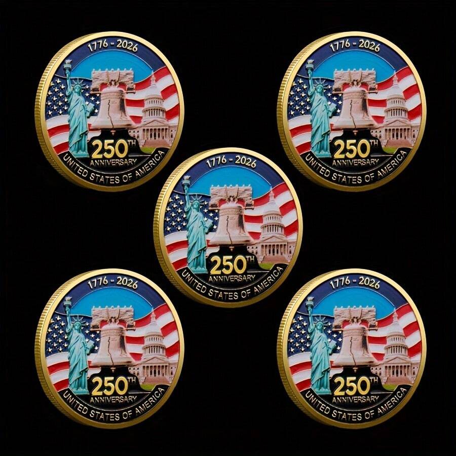 镀金美国自由钟纪念币 1776-2026 250周年纪念收藏币 - 彩色 - 查看 1