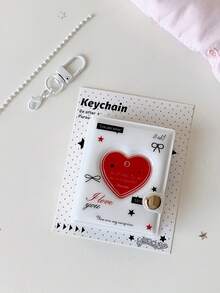 1pc Minimalist 2-Inch Large Head Photo Album Girl Fan Idol Hollow Heart ID Photo Card Holder Keychain Pendant - Multicolor - View 11