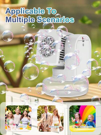 Automatic Bubble Machine For Kids - Adjustable Angle - One-Button Start, Multiple Bubble Outlets - Suitable For Outdoor Play, Gatherings, Parties - Bubble Blowing Prop - Toys For Boys And Girls - Holiday Gift (Batteries Not Included - Local Bubble Solution Included)